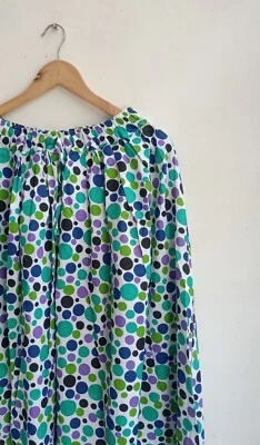 Falda de Algodón Hecha a Mano Mujer Ropa Larga India Multi Verde Falda a Lunares EE. UU. Foto 1 de 3