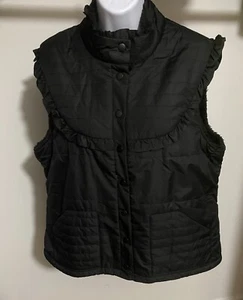 True Craft Junior Women's Black Ruffle Sherpa Lined Sleeveless Vest Size XL NWT - Picture 1 of 13