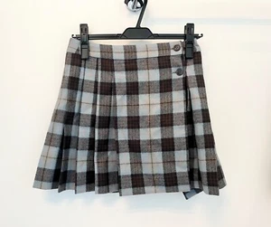 Bonpoint girls 100% wool plaid pleated wrap mini skirt light blue 14 Talissa - Picture 1 of 6