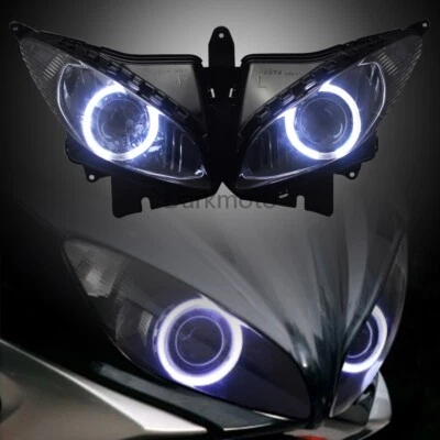 Motor Assembled Headlight Projector White Angel Eyes For Yamaha FZ6S 2003-2009 Foto 1 de 4