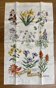Vintage NWT Wild Flowers KAY DEE HAND PRINTS Linen Tea Towel Yellowstone V3 - Picture 1 of 15