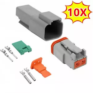 10 Set Waterproof Deutsch Connector DT 2Way Pin Male/Female Electrical Plug Kits - Picture 1 of 12