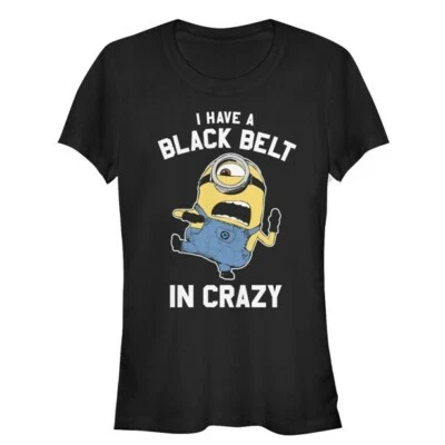 Camiseta Despicable Me Minions Cinturón Negro Gráfico Loco, JUVENTUD GRANDE, NEGRA Foto 1 de 4