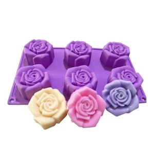 6 Cavity Rosa Flor Silicona Pastel Postre Chocolate Jabón Vela Resina Molde - Imagen 1 de 4