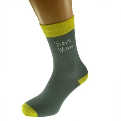 Schiefergrau & sonnengelb flippige Hochzeitssocken für Herren UK 5-12 X6TCW004