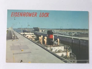 Postal NY Massena Nueva York Eisenhower Lock St Lawrence Seaway Carguero c1960s - Imagen 1 de 2