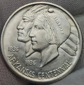 1935 D Arkansas Commemorative Half Dollar, Low Mintage Of 5,505, Unc BU, CH~ARK5 - Picture 1 of 4