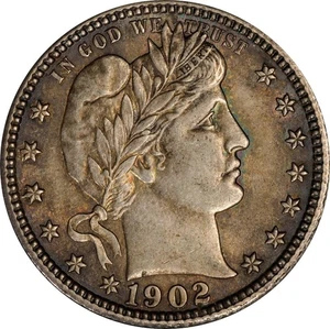 1902 AU55 Barber Quarter, PCGS 03990969 - Picture 1 of 4