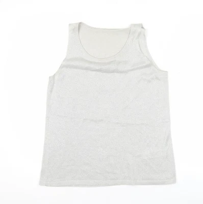 Marks and Spencer Womens Silver Tank Top Size 8 Scoop Neck Sleeveless Knit — 第 1/4 张图片