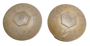 Vintage PAIR Cream Round Art Deco Glass 3 Chain Hanging Ceiling Light Shade 10" - Picture 1 of 11