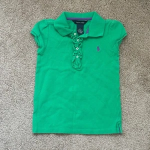 Ralph Lauren Polo Verde Cuello Volantes Algodón Niñas Talla 6 - Imagen 1 de 6