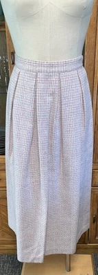 A1 WORTHINGTON ESSENTIALS WOOL BLEND SWEET PINK PLAID LONG SKIRT SZ 8 PLEATED - Image 1 of 4