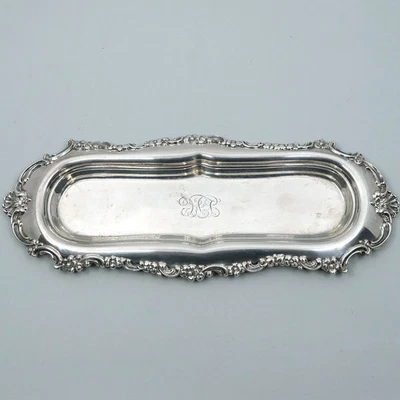 Tiffany & Co Argento Sterling 9,5" Vassoio Portapenne Floreale Bordo pergamena 157g Mono "LFC" - Immagine 1 di 4