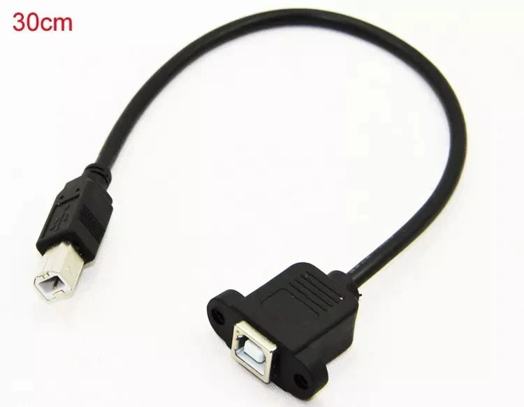 USB-B 2.0 Male to Female Printer Extension Cable With Panel Mount - Image 1 of 1