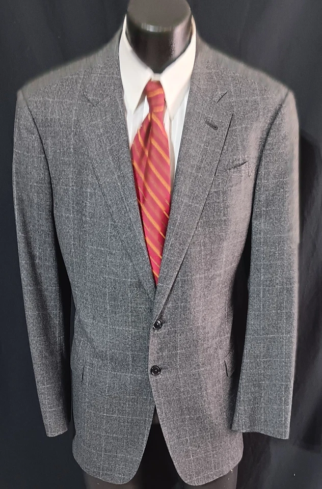 Giorgio Armani Suit "Giorgio" 44L Current Dual Vents Gray Glenplaid Very Current - Image 1 of 4