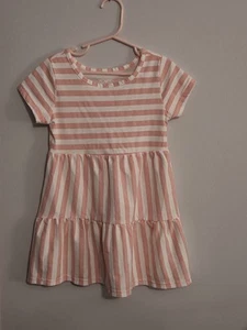 Childrens Place Girls Pink & White Striped Tiered Dress Size Small / 5 - Picture 1 of 3