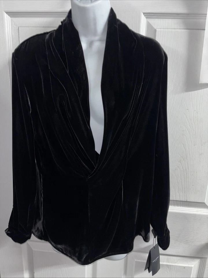 Yves Saint Laurent Women’s Velours Viscose Soie Black Size 36 Small - Image 1 of 4