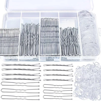 Teenitor 300Pcs Silver Bobby Pins Hair Pins Kit, 100Pcs Bobby Pins 100 Hair Pins - Image 1 of 4