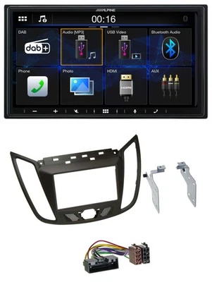 Alpine Bluetooth 2DIN MP3 DAB USB Autoradio für Ford C-Max (ab 10) braun - Bild 1 von 4