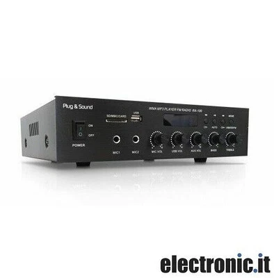 Amplificatore mono PA 70W con radio - USB/SD - Bluetooth - RA-100 - Immagine 1 di 4