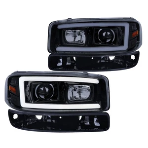 Faros proyectores barra LED humo negro Sierra Yukon 99-06 + señal de parachoques - Imagen 1 de 9