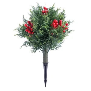 2pcs Artificial Plants With Spike 17.7in Realistic Topiary Cedar With Foam - Picture 1 of 12