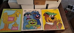 Playskool Wood Puzzles Lot Big Bird / Monsters / Yogi Bear - Picture 1 of 7
