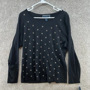 NWT Karen Scott Women's Sweater Size XL Black Long Sleeve Stretch Pullover - Picture 1 of 10