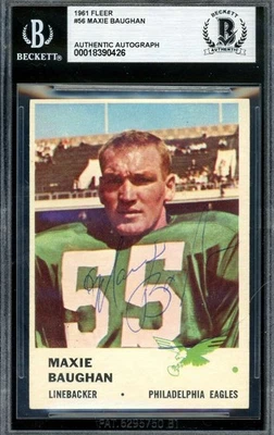 Maxie Baughan Beckett BAS Vintage Signed 1961 Fleer Rookie Autograph - Image 1 of 2