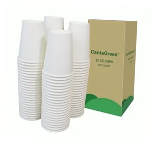 150 Count 12 OZ Heavy-duty Paper Coffee Cups, White Disposable Cup for Hot and - Picture 1 of 6