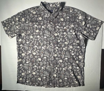 Usado Good Patagonia Botón Manga Corta Floral Hawaiano Gris Verde Hombres 2XL Foto 1 de 4