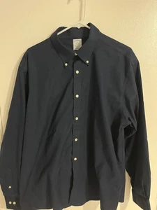 Brooks Brothers Original Polo Button Down L/S Oxford Shirt Men's Size XL Navy - Picture 1 of 4