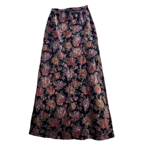 Vintage Velvet Floral Maxi Skirt Size 9/10 Union ILGWU Made In The USA Grundge - Picture 1 of 13