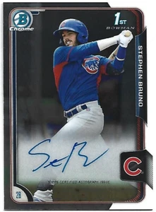 2015 BOWMAN CHROME STEPHEN BRUNO CHROME PROSPECT ON CARD AUTOGRAPH, CUBS, LOOK!! - Picture 1 of 2