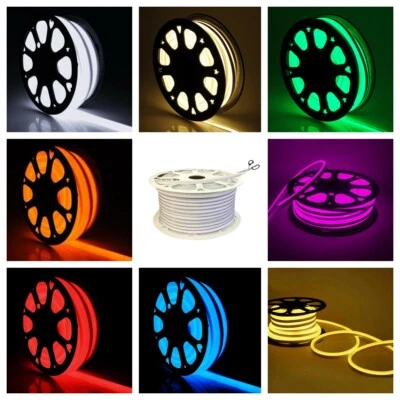 Tira de luces LED de neón 110V 2835 120LED/M luces de cuerda flexibles hágalo usted mismo decoración de letreros + enchufe de EE. UU. Foto 1 de 4