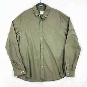 Express Mens L Green Oxford Shirt Slim Fit Button Down Long Sleeve Soft Wash