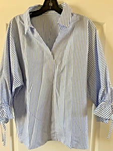 Camisa Pullover Mujer Rayas Azul y Blanco Lindo Detalle Manga Nuevo Envío Rápido - Imagen 1 de 5