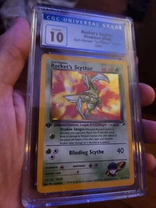 (POP 7) CGC 10 Rocket's Scyther SWIRL 13/132 Gym Heroes 1st Edition Holo Pokemon - Picture 1 of 6