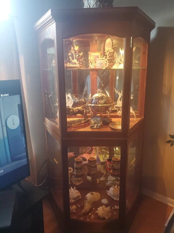 Solid Walnut Custom Made Curio Cabinet with Beveled Glass H 82" x W 44" Local Cover