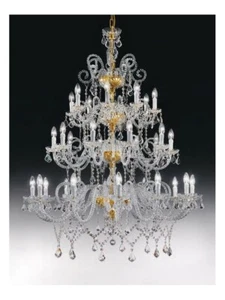 LAMPADARIO IN CRISTALLO DESIGN CLASSICO ORO LEO-AMALFI-30 - Foto 1 di 1