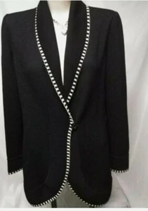 ST. JOHN Collection Sweater Cardigan Size 6 Black Knit Jacket - Picture 1 of 3