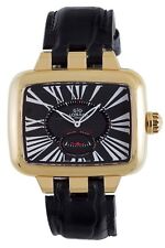 Gio Monaco Women's 215G-A Hollywood Gold IP Roman Numbers Black Leather Watch 