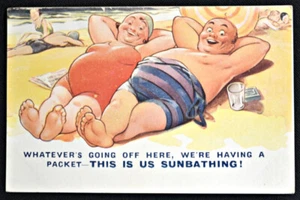Cómics de vacaciones de Bamforth #22 de Estados Unidos postal de cómic de Sunbathing PC alrededor de la década de 1910 sin usar - Imagen 1 de 1