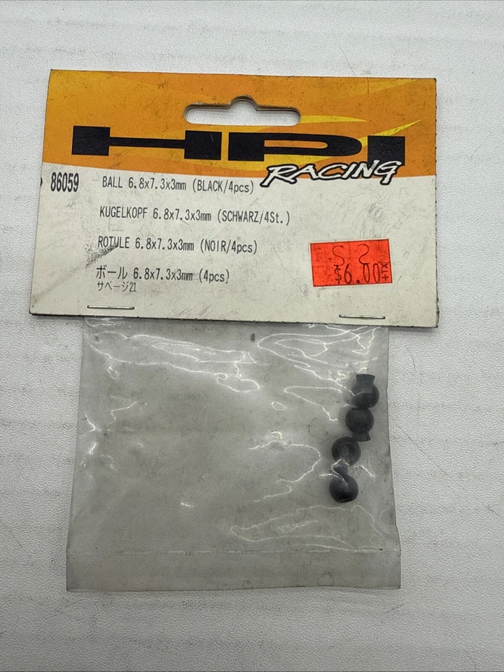 HPI 86059 Ball 6.8x7.3x3mm (BLACK/4pcs.) New Nip B15 - Image 1 of 1