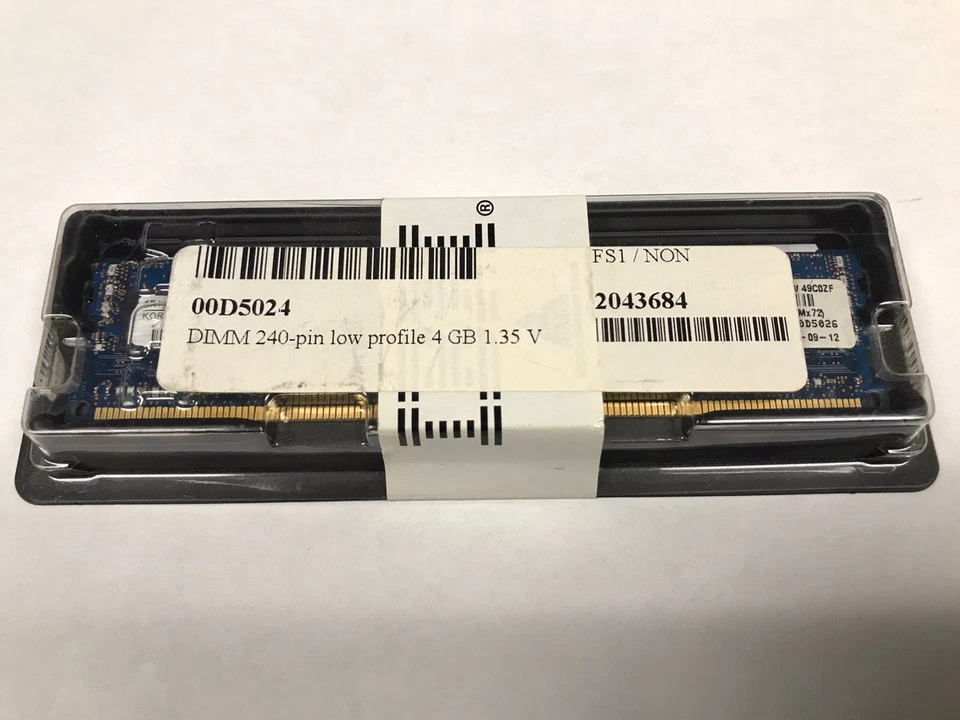 00D5024 IBM 4GB (1x4GB, 1Rx4, 1.35V) PC3L-12800 CL11 ECC DDR3 1600MHz LP RDI - Image 1 of 2
