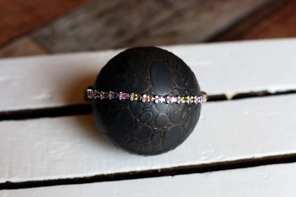 Newborn Baby Girl Pink Purple Green Rhinestone Headband Photography Photo Prop - Image 1 of 1