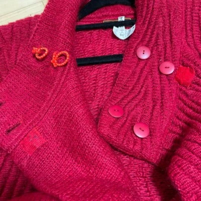 Abrigo largo tejido manga larga Yves Saint Laurent talla M rojo usado Foto 1 de 4