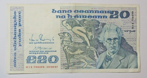 IRELAND: IRISH TWENTY  POUND NOTE DATED 12.8.1987.  WILLIAM BUTLER YEATS Cover