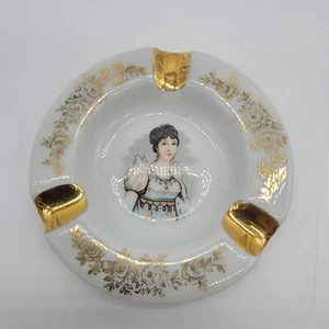Vintage Goudeville Limoges France Ashtray Porcelain 4" Victorian Woman Beaufrand - Picture 1 of 4