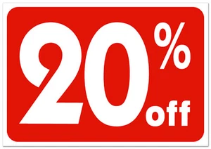 20% Off Sale Sign Business Retail Store Shopping Message Sign Durable Plastic - Picture 1 of 6